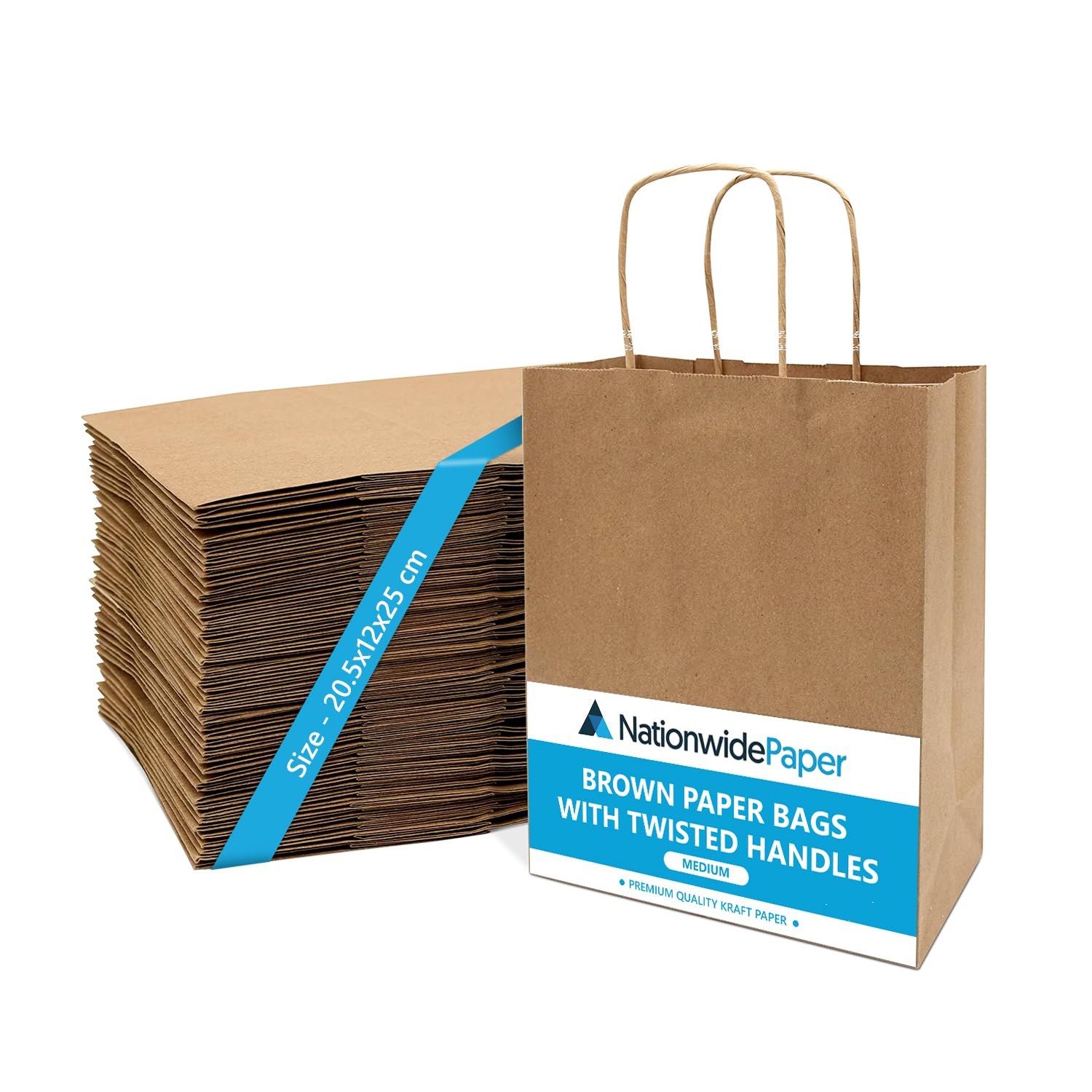 Sac en papier marron d'une grande robustesse esthétique soignée avec anses torsadées premium
