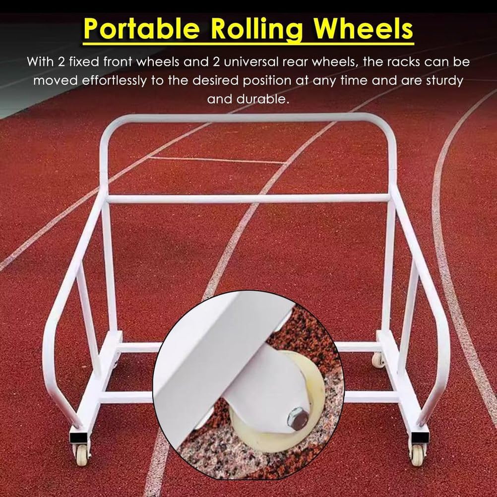 4 Wheeler Hurdle Cart for Gymnasiums/Schools, Track Hurdles Training Equipment Transportation Trolley Removable, Mobile Football Training Hurdle Carrier Carts