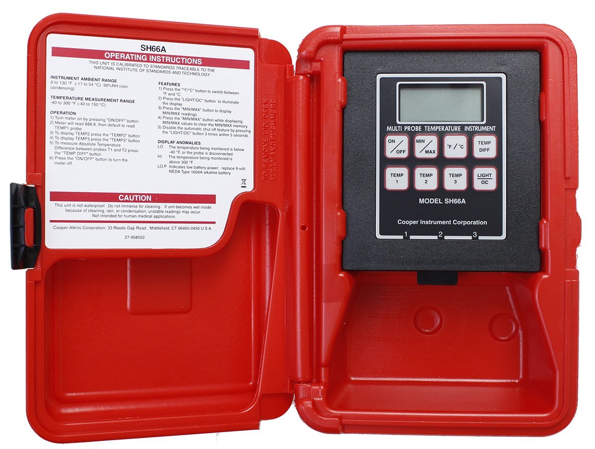 Cooper-Atkins SH66A-ONLY-E Multi-Temperature 3 Zone Thermistor Instrument Without Probes, -40°F to 300°F Temperature Range