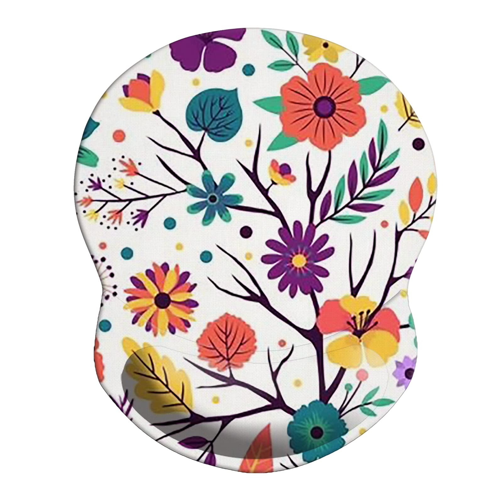 Mouse Pad,Ergonomic Mouse Pad with Wrist Support Gel Mouse Pad with Wrist Rest, Mouse Mat Comfortable Typing Pain Relief,Non-Slip PU Base for Computer, Laptop, Home, Office(Flowers Branches 1)