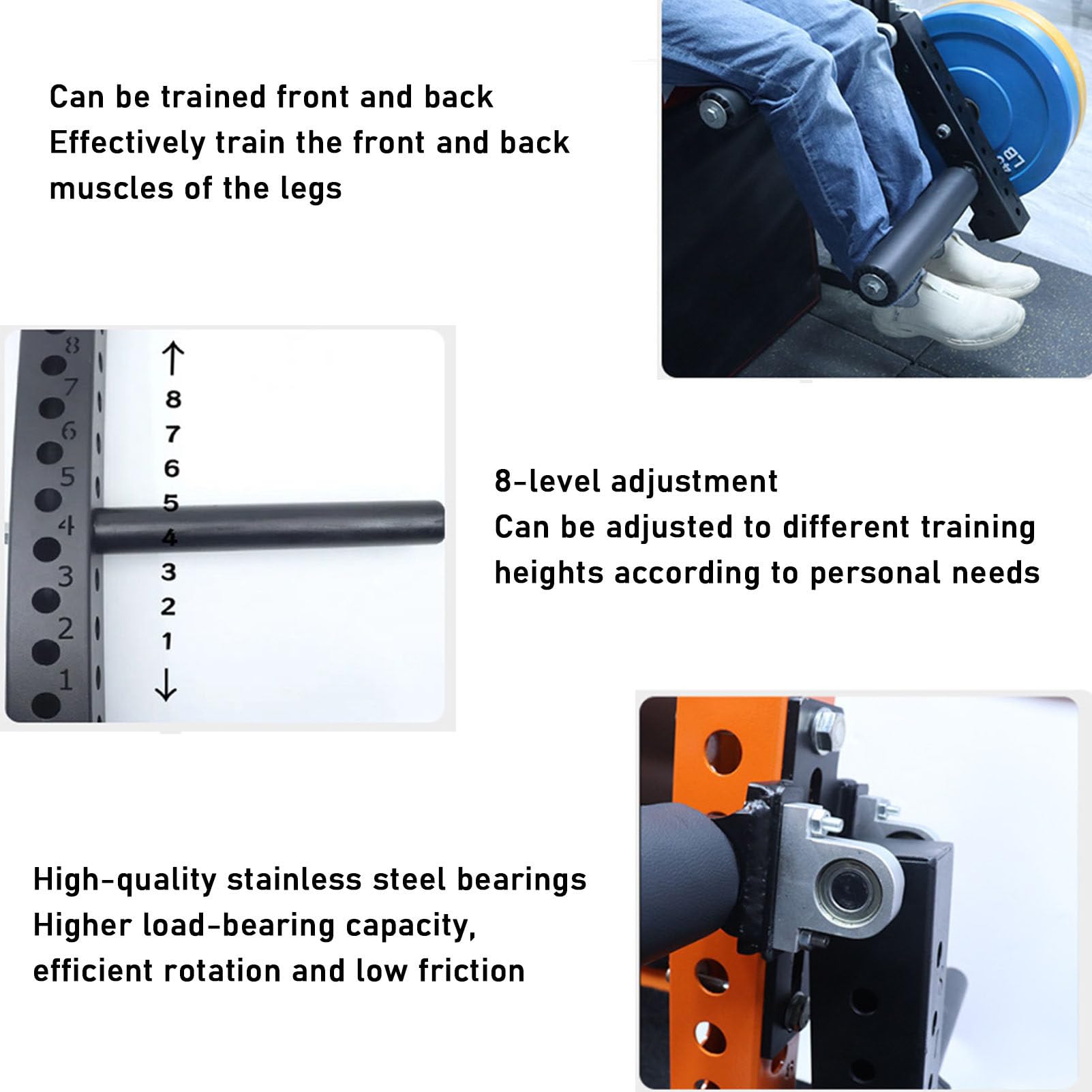 Supporto regolabile per estensione gamba per palestra domestica, carico massimo 272,2 kg, adatto per 26 mm-50 mm di diametro, accessorio per rastrelliera per macchina inferiore del corpo seduto