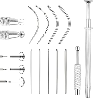 Piercing Taper Ball Grabber Tool for Jewelry Change 14G 16G 18G 20G Stainless Steel Applicator, Flat Back Earrings, Threadless Insertion Pin, Body Piercing Kit for Ear, Nose, Lip Piercings