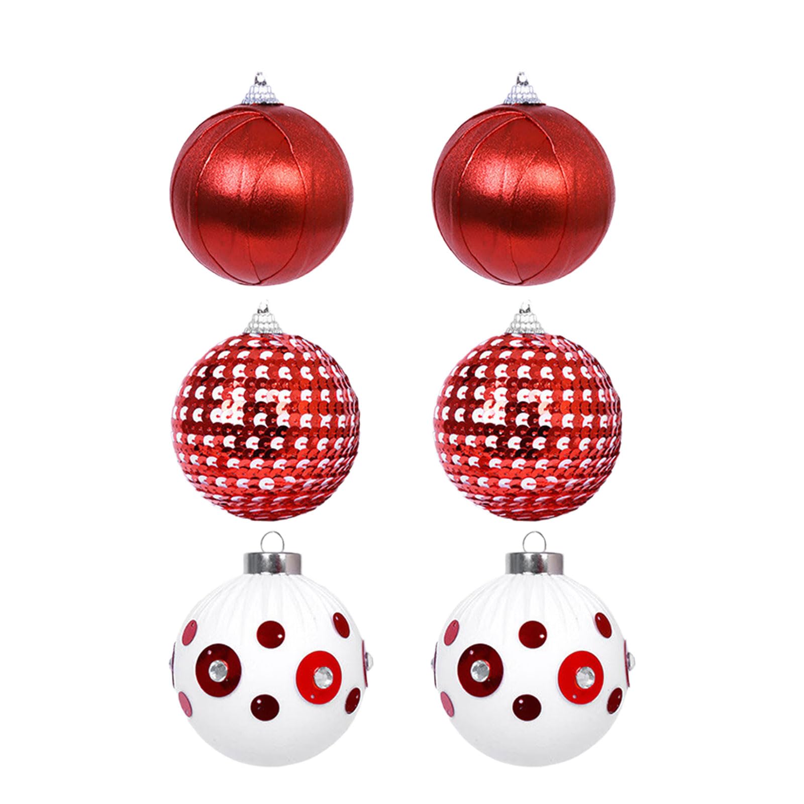 carotoe Festival Plush Ball Decorations 8cm Colorful Spots Christmas Tree Ornaments Easy Hanging Decorative Designs Spheres Christmas Tree Plush Ornaments with Dots
