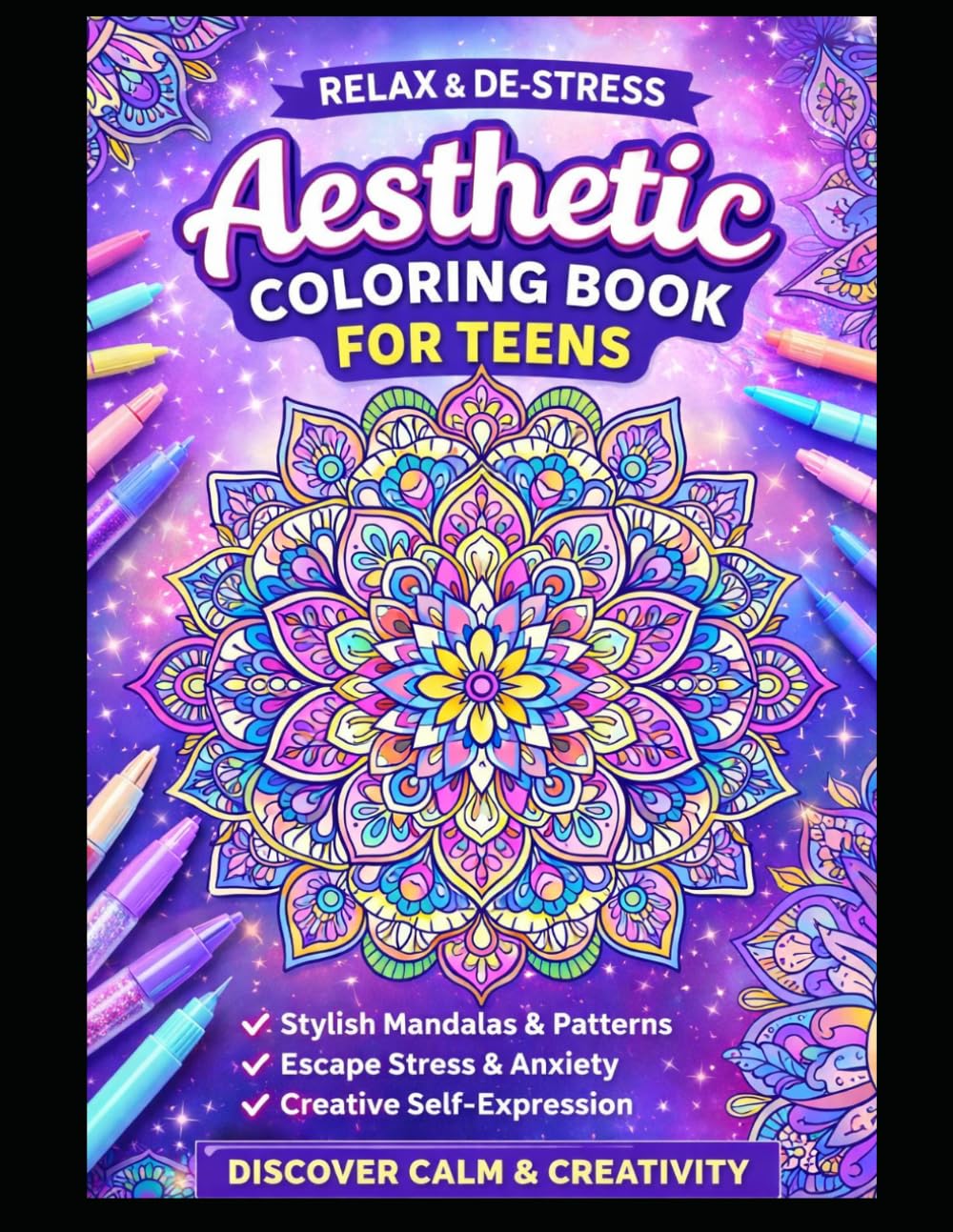 Aesthetic Animals Coloring Book for Teens: Anti-Stress Mandalas, Relaxing Designs & Creative Art for Girls and Boys: Relax, Color and Express Your Creativity with Beautiful Animal and Mandala Designs