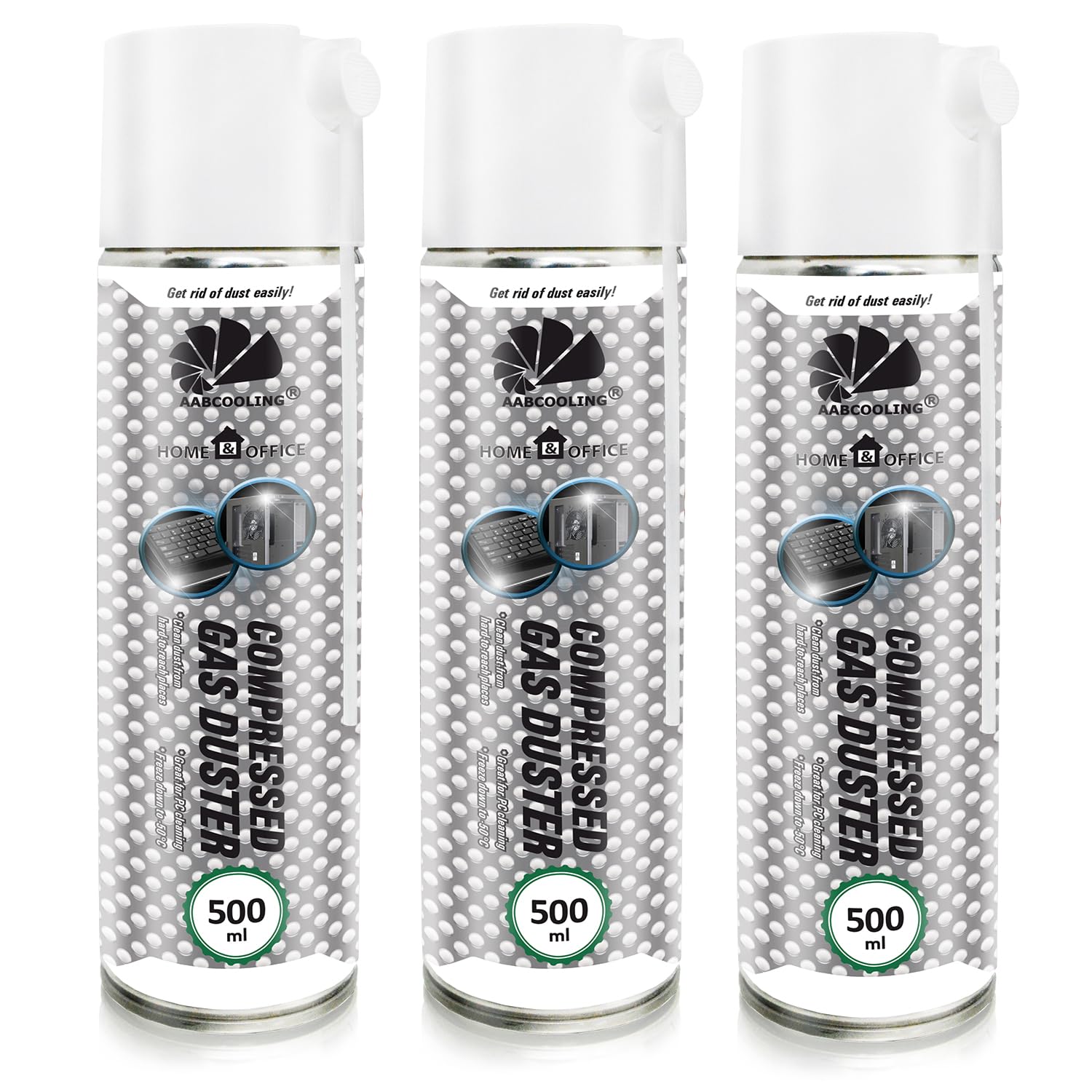 AABCOOLING Home&Office Aire Comprimido 3x500ml - Pack Limpieza para Fotografía, Videocámaras, Botella de Aire Comprimido, Limpiar Teclado, Electrónica