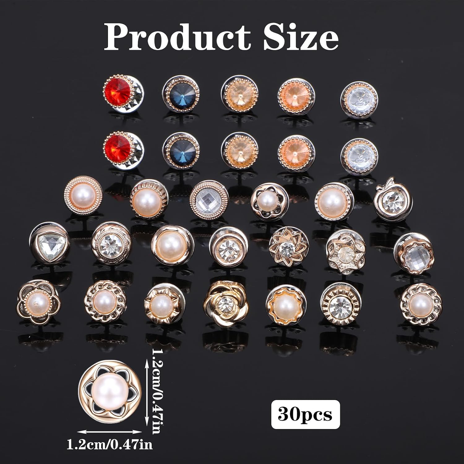 cobee 30 Pcs No Sew Invisible Pearl Brooch Buttons, Cover Up Lapel Pins