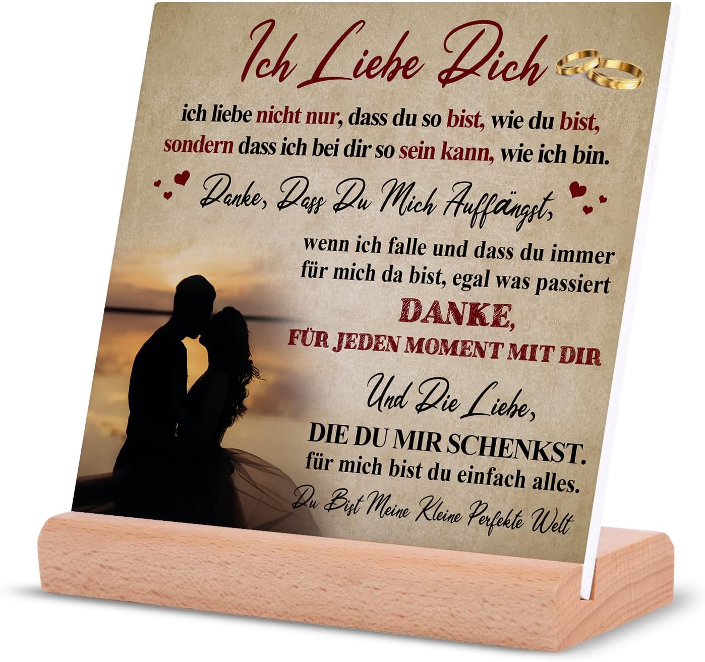 Ich Liebe Dich Geschenk Für Paare - Holzschild Mit Liebessprüchen Für Wohnzimmer Deko