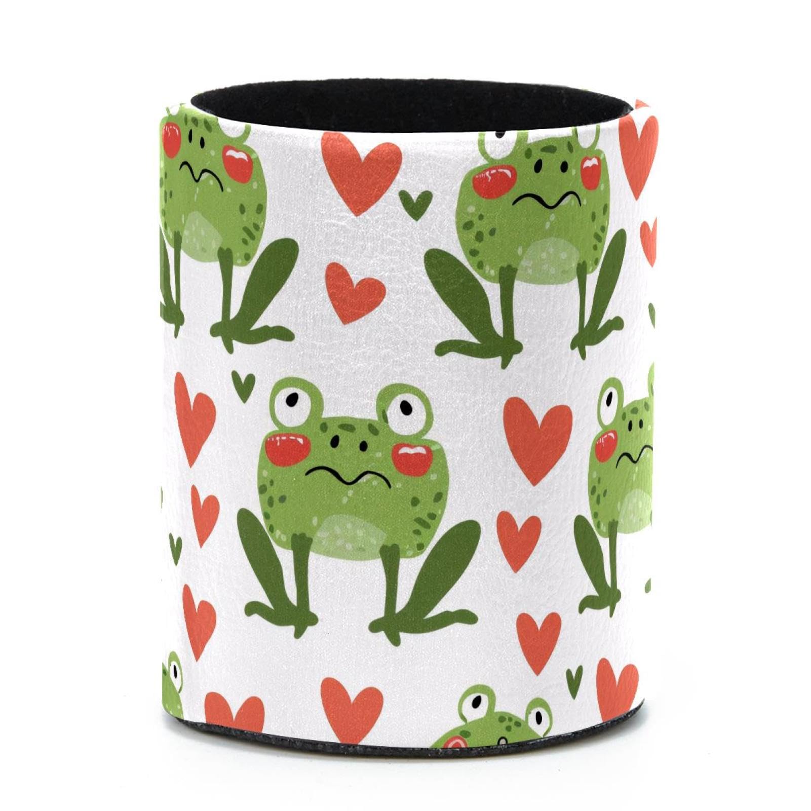 VAPOKF Round Pencil Holders for Desk, Frogs and Hearts Pen Holders Pen Pot Makeup Brushes Storage Desktop Stationery Supplies Organiser for Home Office