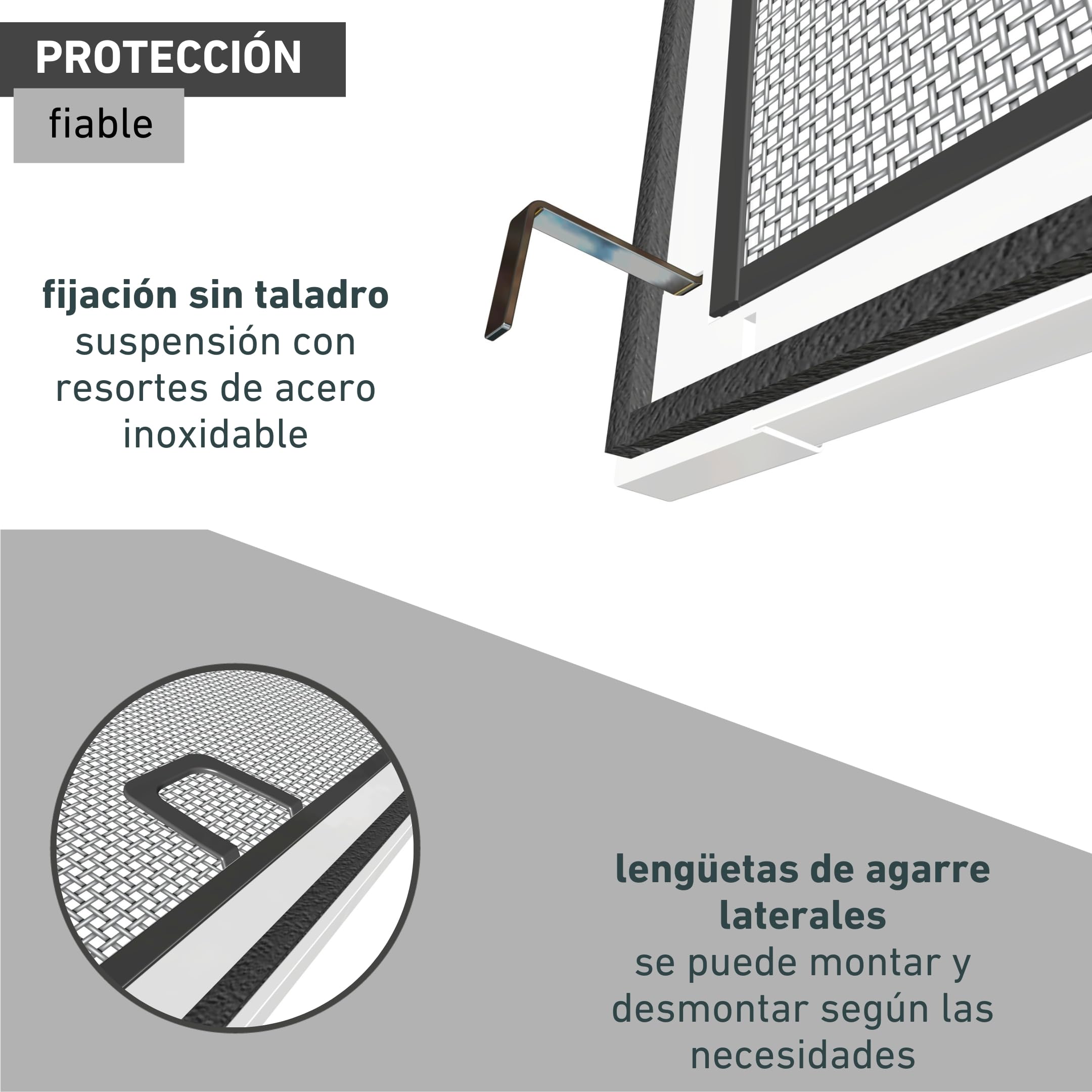 Windhager Mosquitera básica para ventana, marco tensor, mosquitera para ventana, kit de montaje 100 x 120 cm, color blanco, 04504