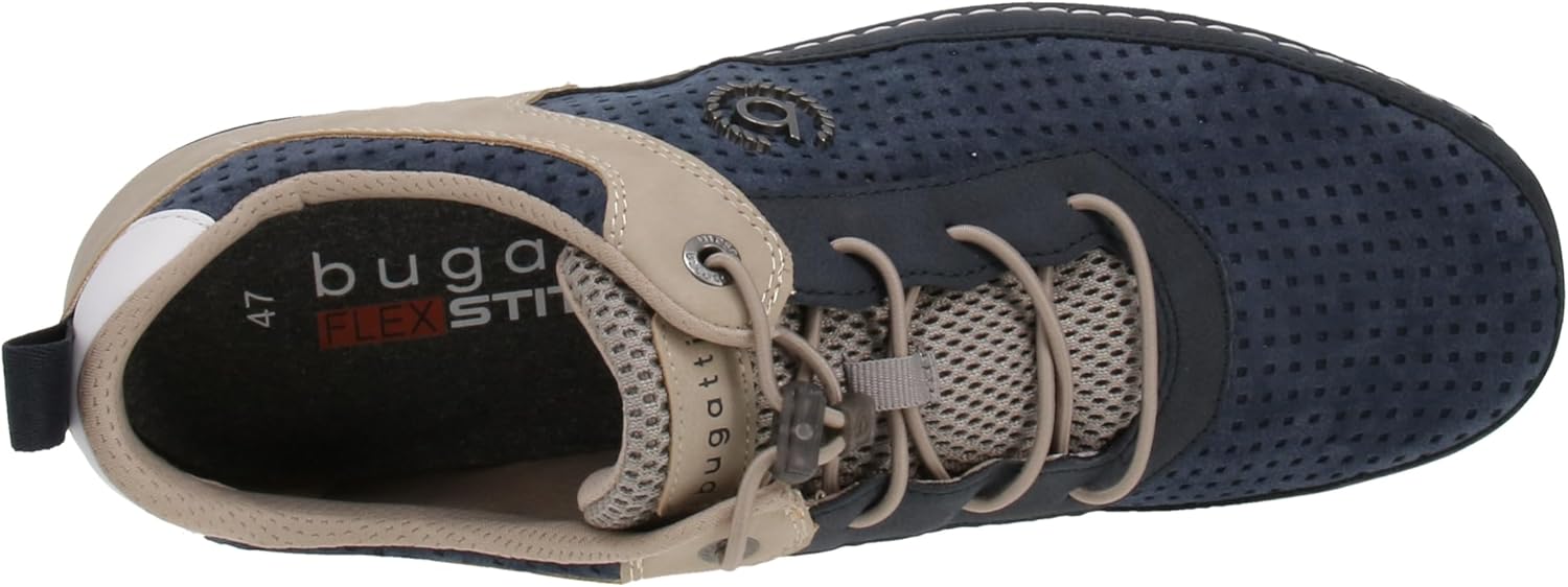 O'r brig i lawr view of Bugatti 321-ASG03-5000 XL casual shoe, showing the interior and lacing.