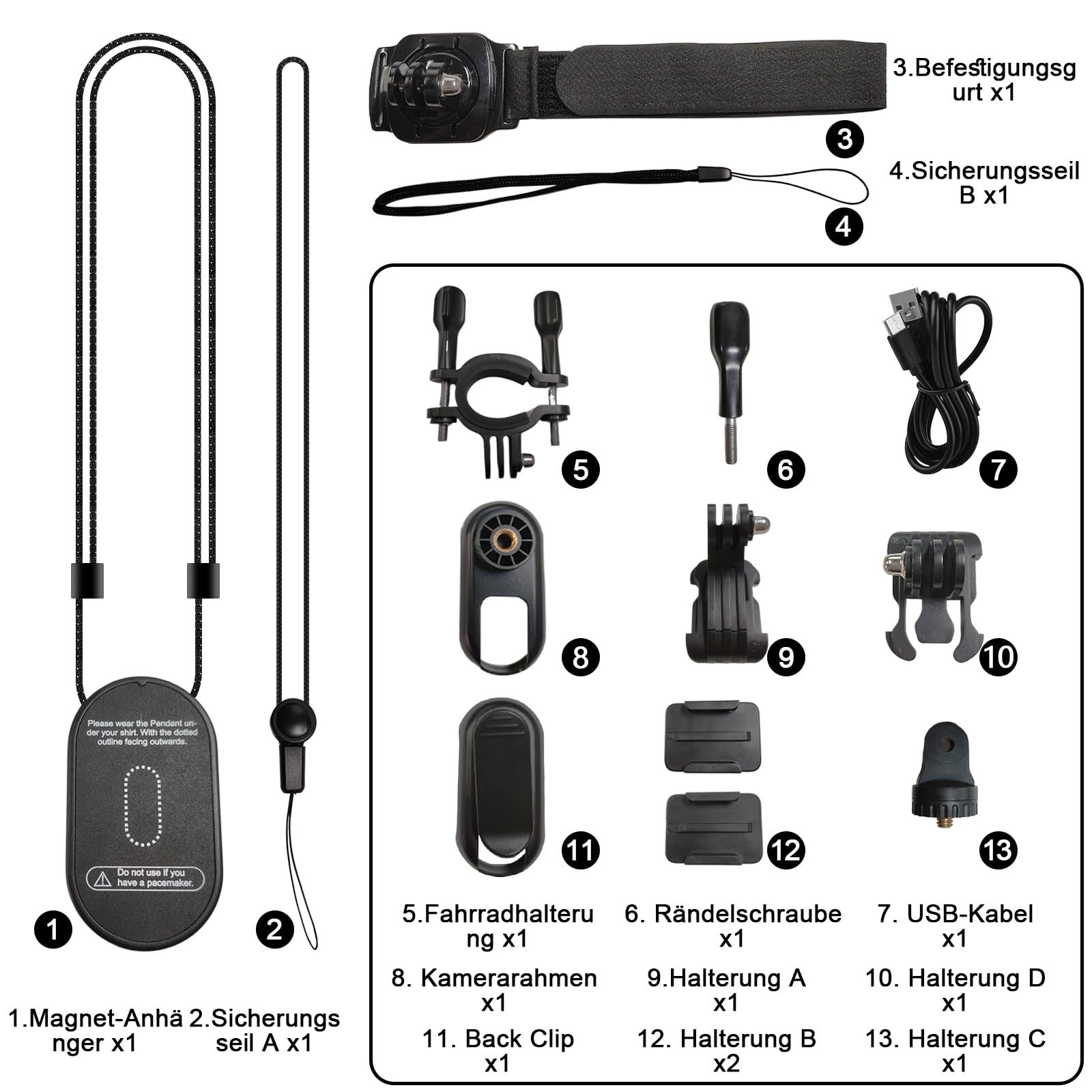 Body Cam HD 1080P, Daumen Action Cam 0,9-Zoll-Display, Magnet-Anhänger
