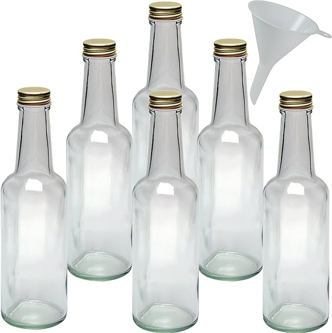 mikken 6 kleine Glasflaschen 250ml Likörflaschen zum befüllen + 1 Trichter