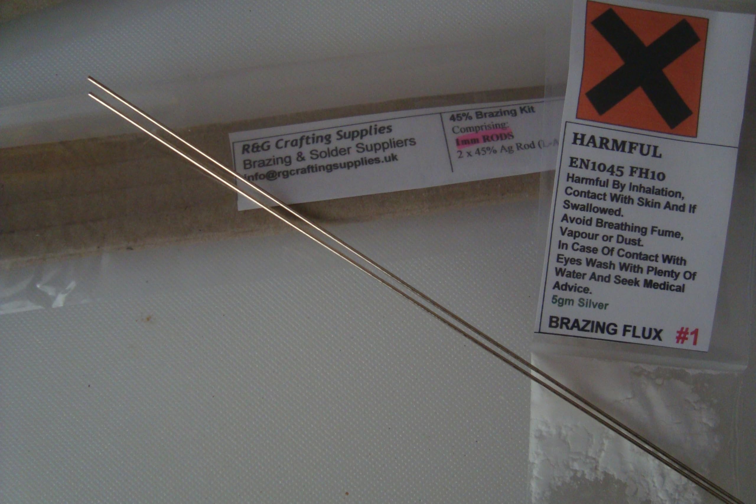 Silver Solder Brazing Kit, 1 pc 45% Ag; 1.0 x 250mm Rods + 3Gm Flux Powder #1