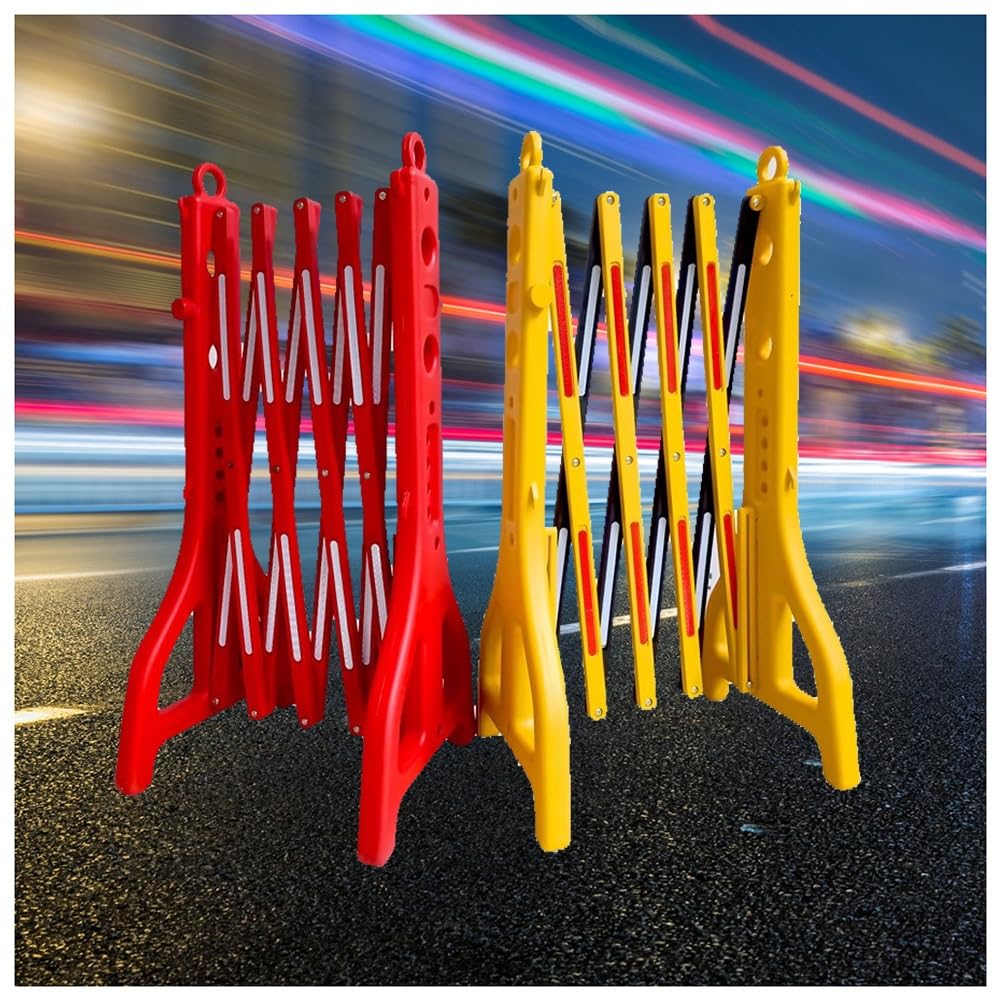 Barriera mobile espandibile da 8,2 piedi di larghezza, recinzione di sicurezza pieghevole, barricata in plastica riempita d'acqua, per vialetti d'accesso in aree pubbliche(Red)