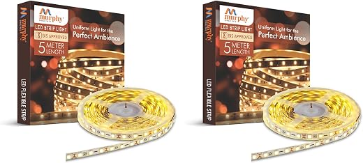 Murphy 25W LED Strip 2835 Cove Light 5 Metre (Warm White, Pack of 2) with Driver, PCB