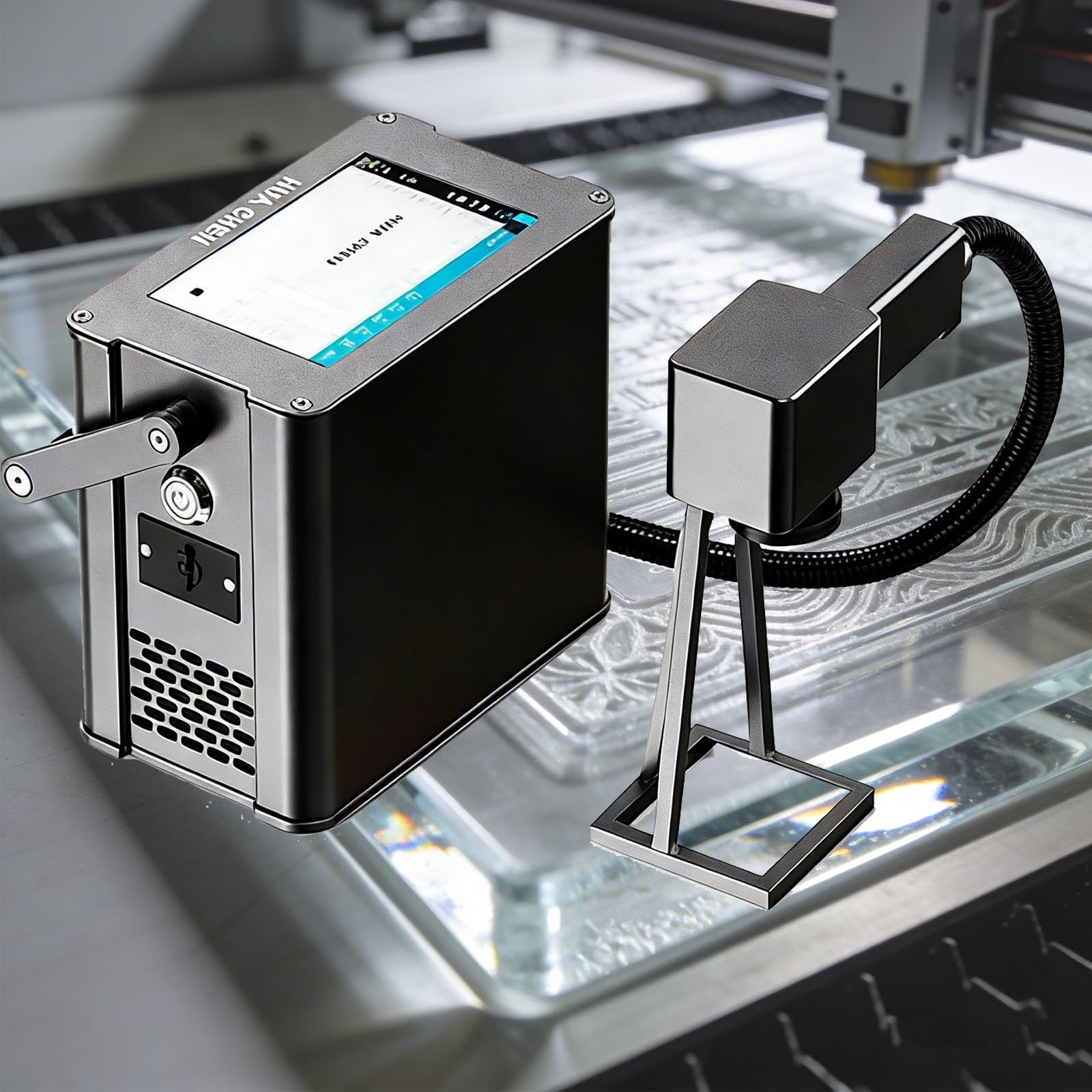 Machine de gravure laser portable 20 W/30 W/50 W, machine de gravure laser rapide 16 000 mm/s, répétition d'écran intelligente for la personnalisation du métal, du plastique et du bois.(30W)