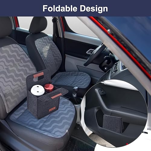 Miniatura 29 de Portabebidas de 4 tazas con asa, reutilizable, aislado, soporte para bebidas para automóvil, plegable, portátil, para viajes y entregas Gris-oscuro