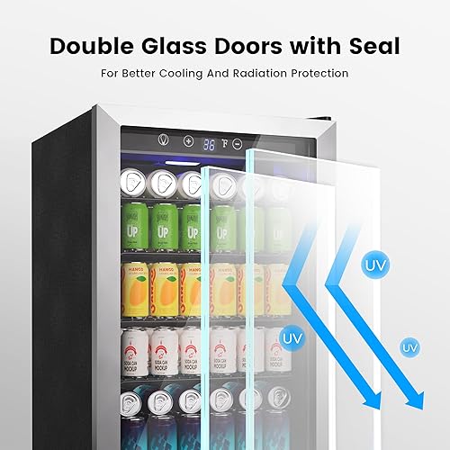 Miniatura 7 de Refrigerador de bebidas de 4.5 pies cúbicos - Mini puerta de vidrio para 145 latas para refrescos, cerveza, vino, refrigerador pequeño para