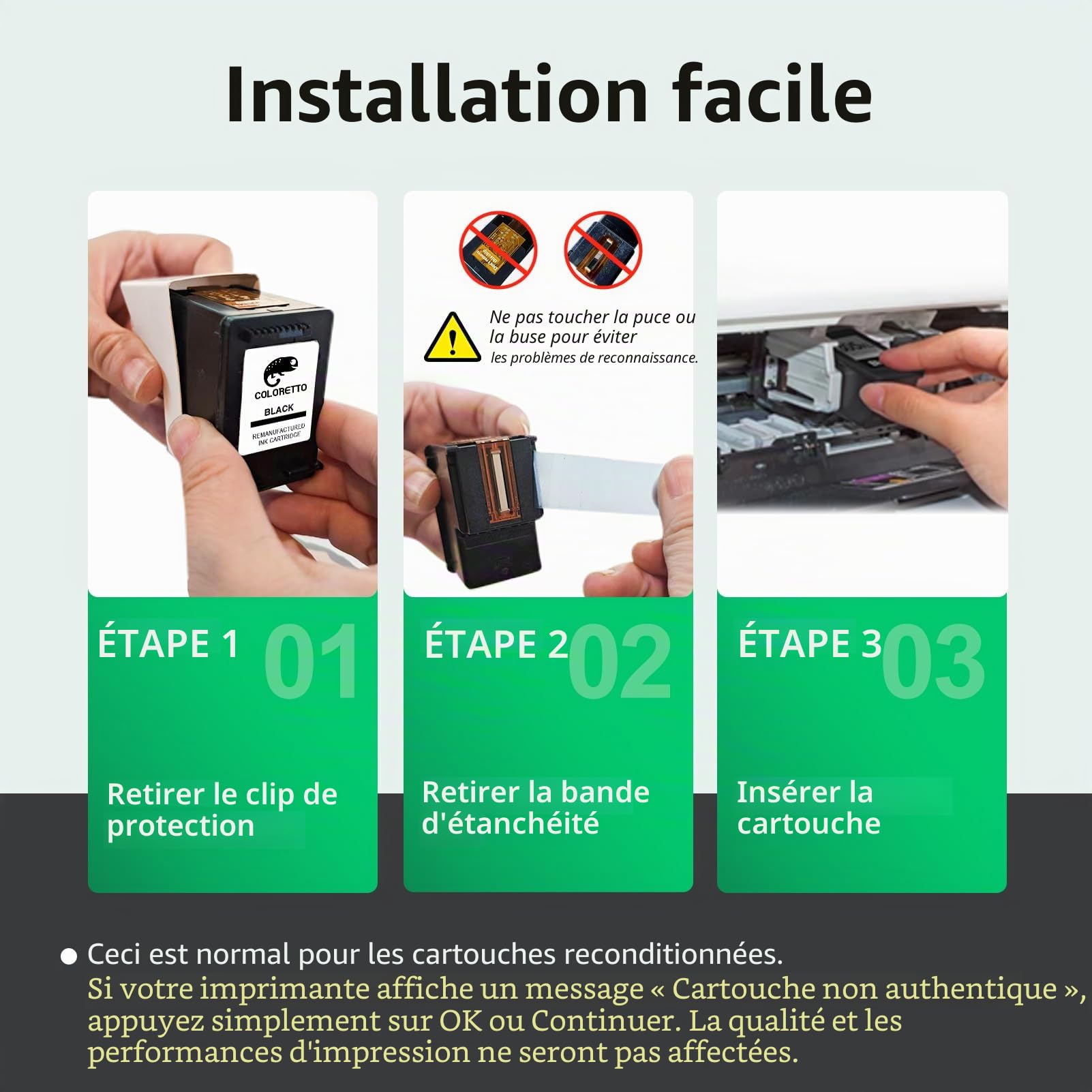 62XL Cartouche pour HP 62 OfficeJet 5740 250 200 250C 200C 252 Envy 5640