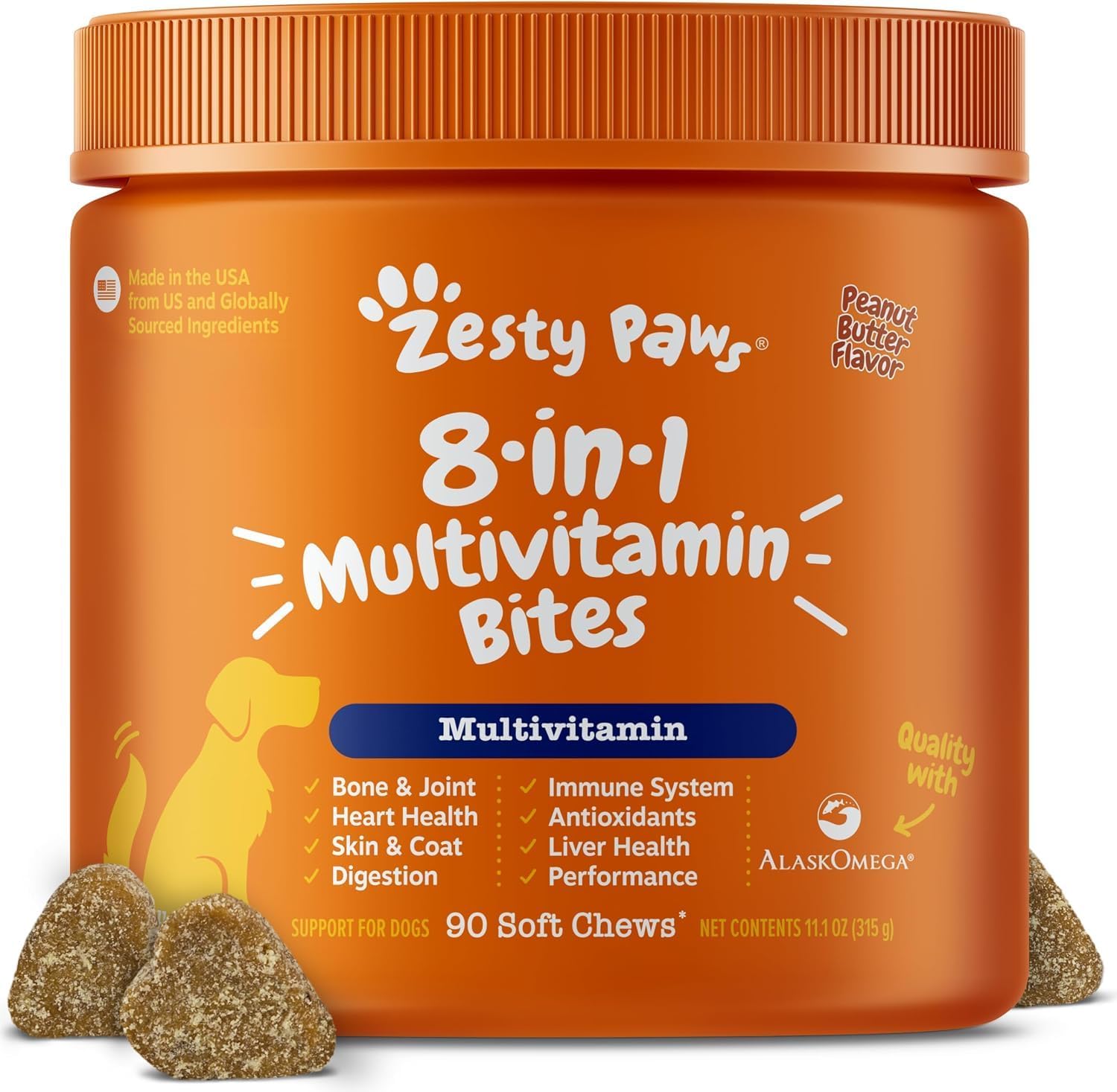 Dog Multivitamin + Glucosamine for Dogs - Peanut Butter, 90 Ct