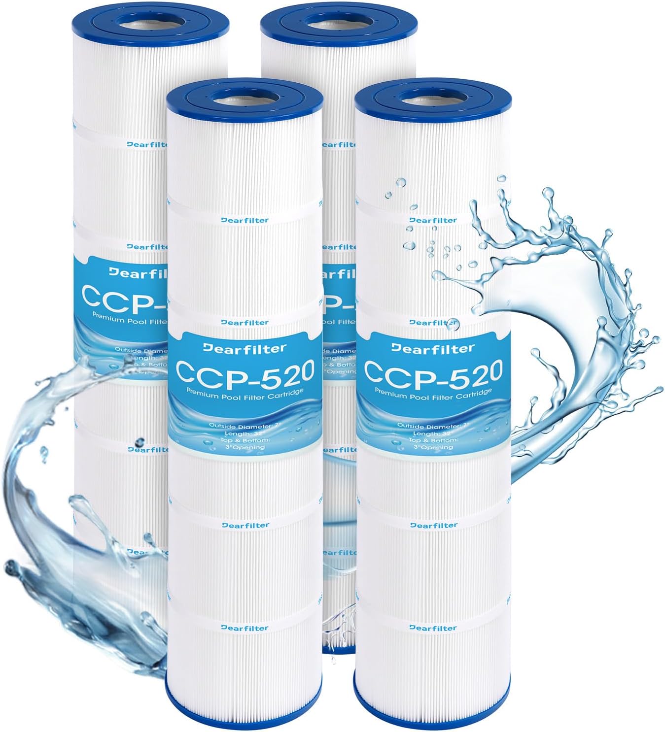 Cartuchos de filtro de piscina CCP520, compatibles con Pentair Clean & Clear Plus 520, sustituye a Pentair R173578, Pleatco PCC130, 520 pies