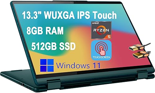 Lenovo Yoga 6 13 2 en 1 Laptop de 13.3 pulgadas WUXGA IPS pantalla táctil (100% sRGB) AMD Hexa-Core Ryzen 5 5500U (Beats i7-10510U) 8 GB RAM 512 GB