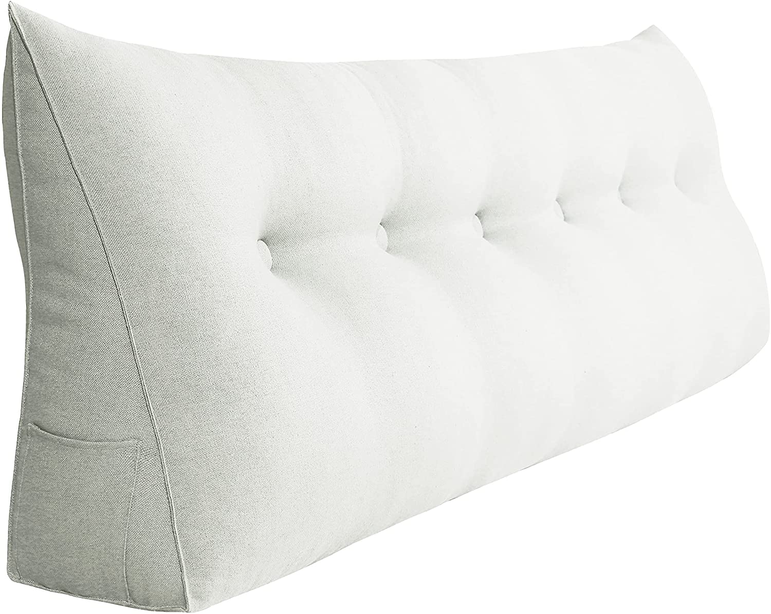 80563 Decorative Bed Pillow Large Wedge Pillows Throw Headboard Back Support Body Lumbar Backrest Reading Linen Off White 190 cm x 21 cm x 50 cm-image-20