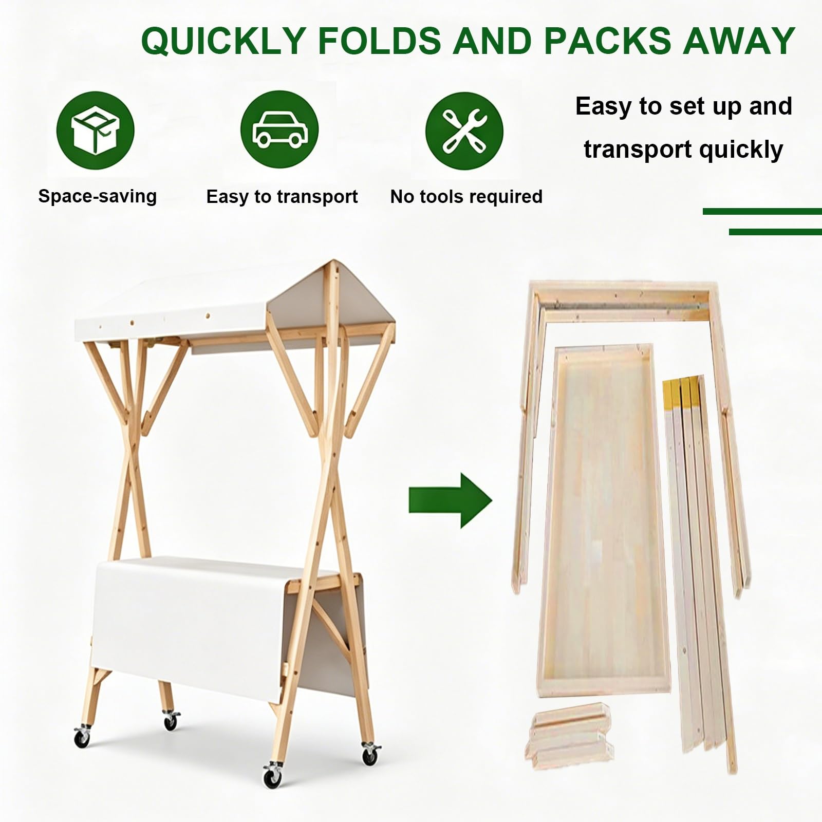Espositore Portatile per Bancarelle con Tendalino, Carrello Commerciale Pieghevole, Carrello Mobile su Ruote, Adatto A Venditori E Stand Gastronomici(Blue 1,150cm/59in)