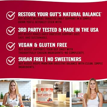 Doctor Danielle Leaky Gut Support Powder | L-Glutamine Gut Lining Formula | Gut Assist by Dr. Danielles, Berry