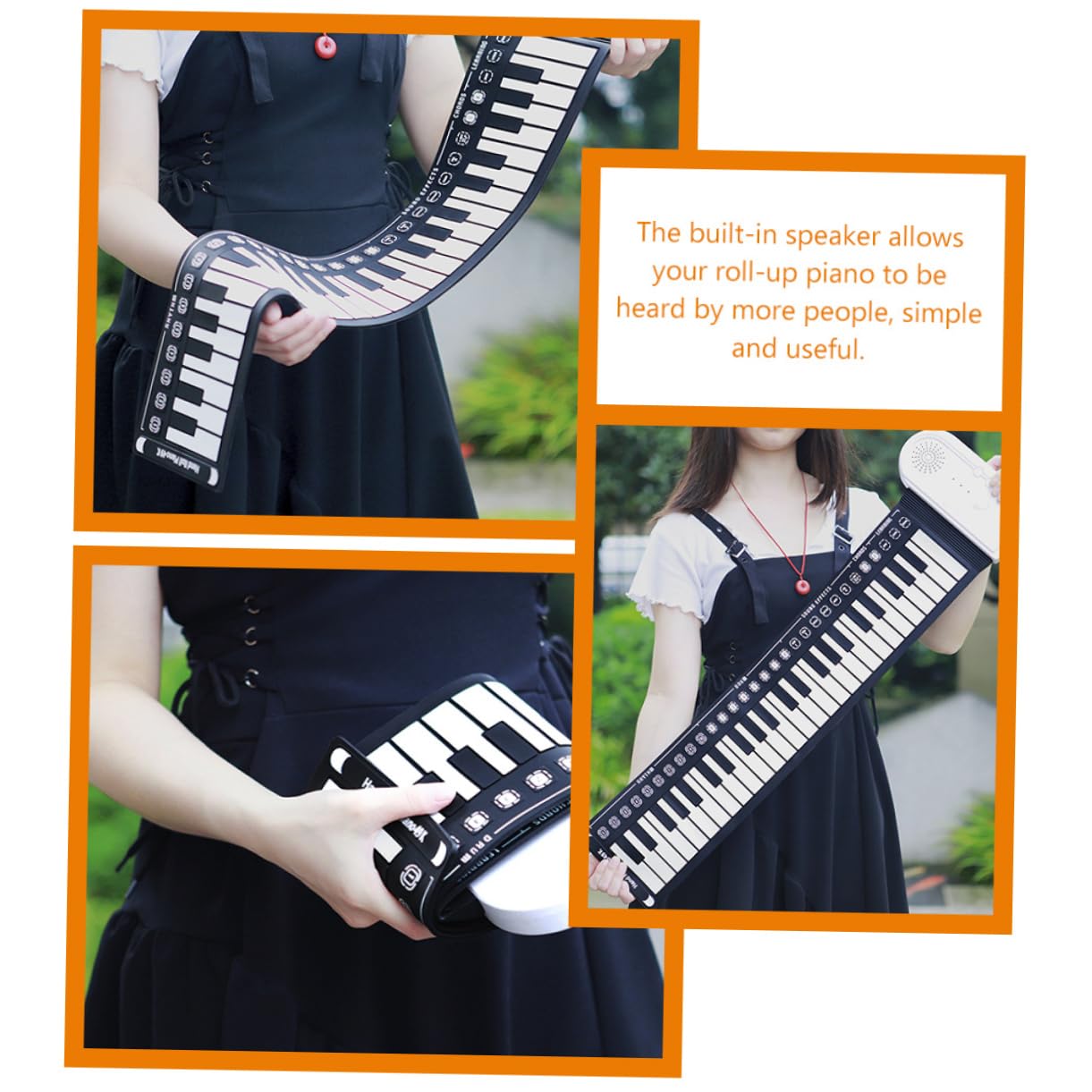 Pianola Portatile Pieghevole a 49 Tasti, Tastiera Elettronica Nera | Silicone e Abs, Altoparlante Integrato, per Adulti e Ragazzo Ragazza, Formato Arrotolabile