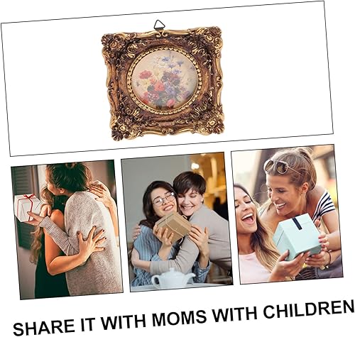 Miniatura 2 de HOMSFOU Marco de fotos de estilo europeo, marcos de fotos ornamentados, marco de fotos ovalado, marcos de fotos clásicos de escritorio para oficina,