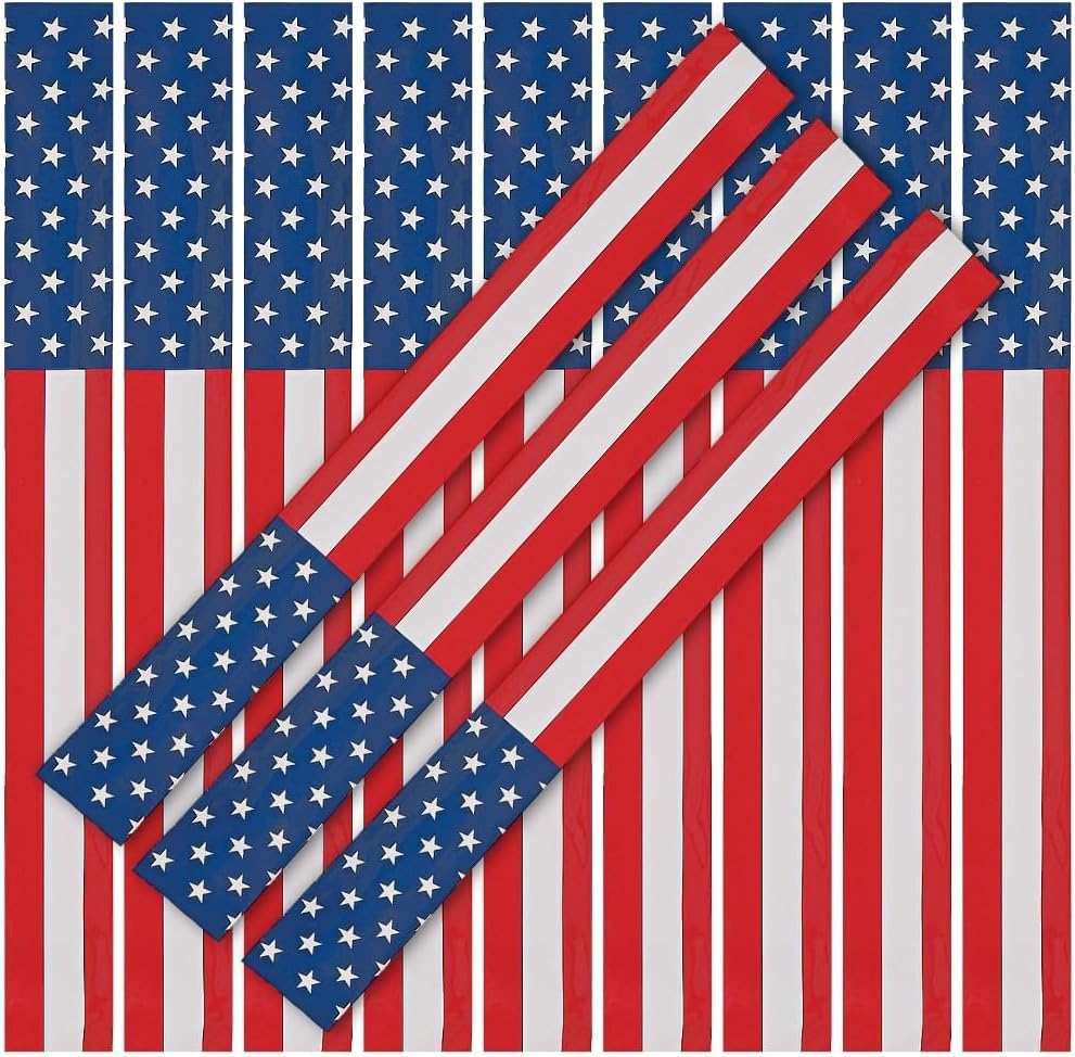 Fun Express Patriotic American Flag Slap Bracelet - Set of 12 - Fourth of July Party Supplies and Favors