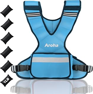 Adjustable Weighted Vest for Women & Men, 4-10lb/11-20lb/20-32lb Vest with 6 Ironsand Weights for Strength Training and Home Workout, Weight Vest with Reflective Strip for Running, Walking