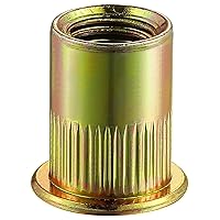Vista 1 de 200Pcs Tuerca de remache M6 métrica con acabado de zinc amarillo, cabeza plana, inserto roscado, cuerpo moleteado