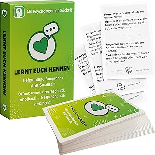 Lernt euch kennen – Paarspiel für tiefgründige Gespräche | Kartenspiel für Erwachsene mit offenen Fragen | Kommunikations-Kartenspiel für Paare, Freunde & Familie | Für mehr Nähe