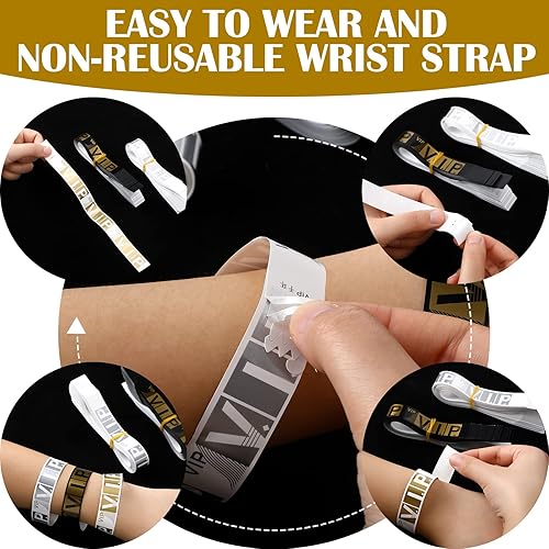Miniatura 3 de Epakh 1200 pulseras VIP de papel, ligeras, para eventos, fiestas, brazaletes impermeables de colores para conciertos de niñas y niños (plata, oro,