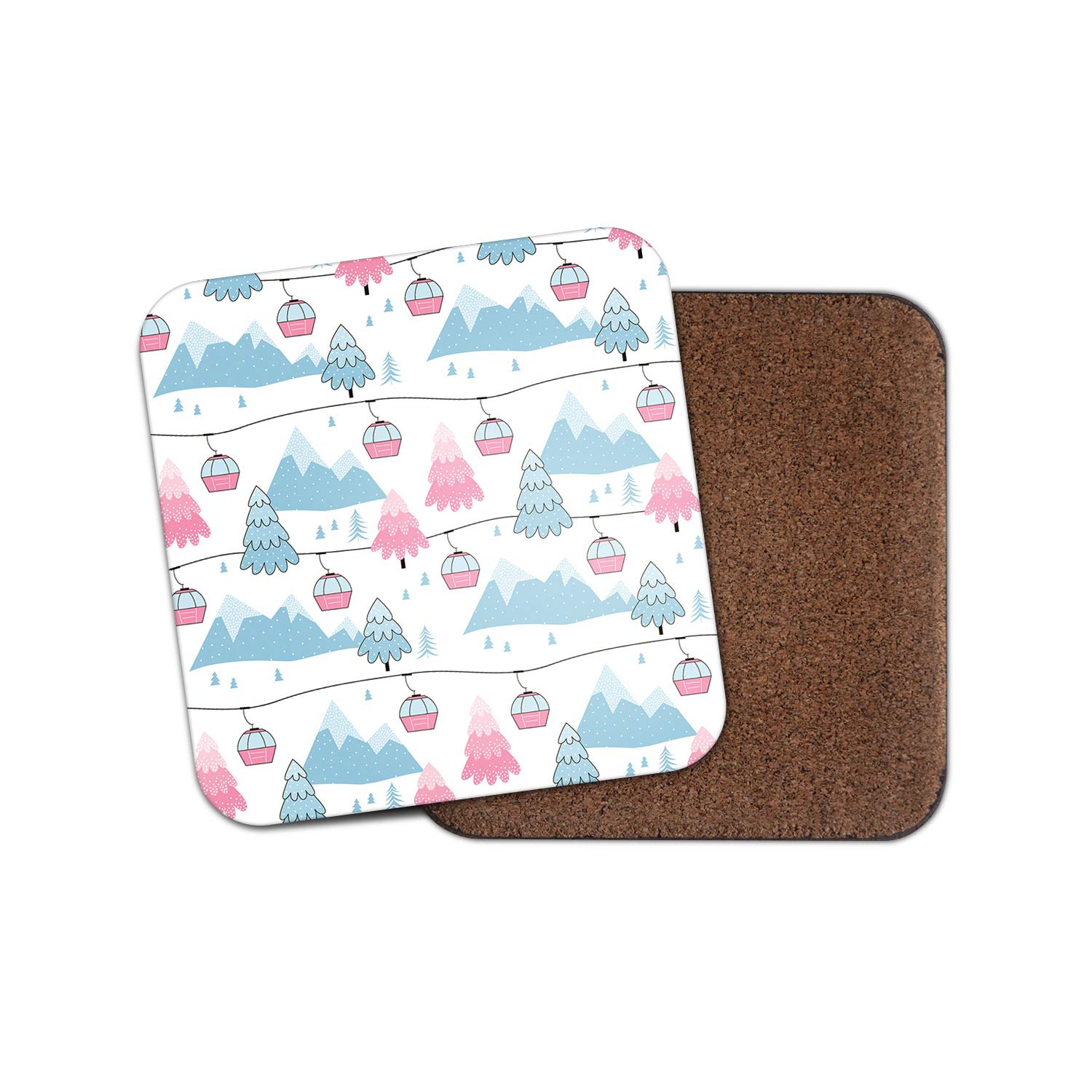 Destinationvinyl Multicolor 1 X Cartoon Ski Lift Coaster - Gondola Skiing Snowboarding Cute Fun #12336