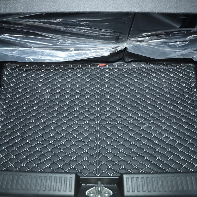 Image of 3 Layer Heat /Water Proof PU Leatherite Car Trunk /Boot /Dicky Mat for (Black and Silver Leather, Verna 2023-2025)
