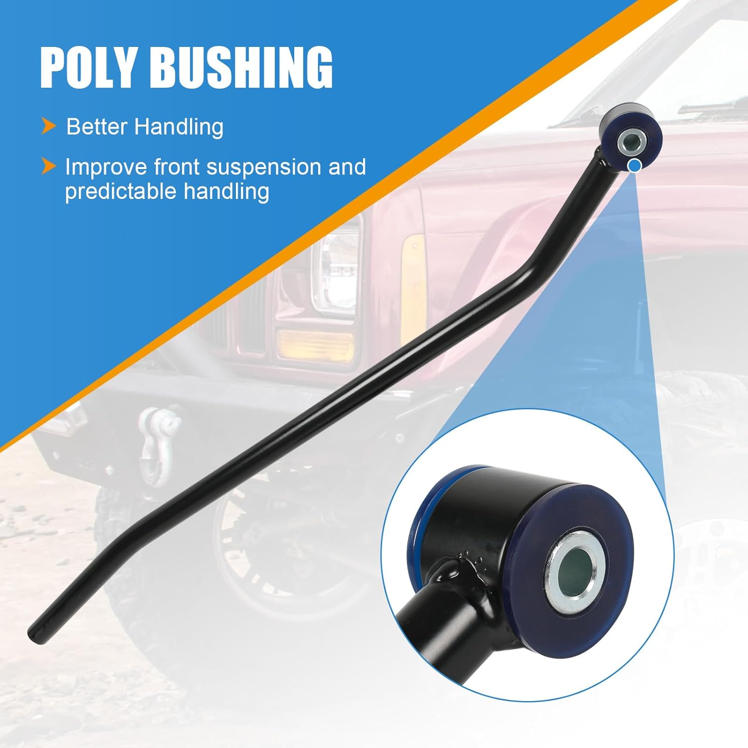 Front Adjustable Track Bar 4-6.5" Lift Compatible with 1984-2001 Jeep Cherokee XJ Panhard Rod with Relocation Bracket