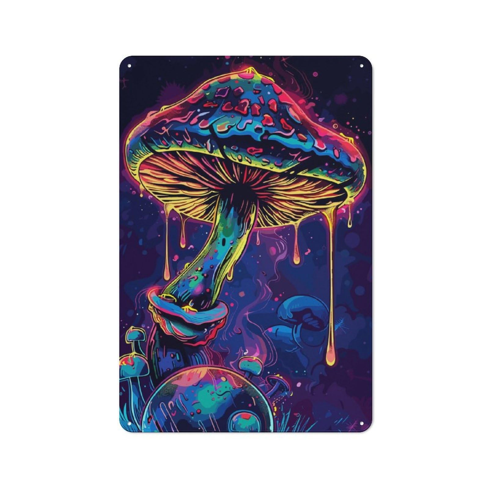 Junmoney Mushroom Vintage Tin Sign 30X20cm With For Studio Or Craft Room, For Garage, Workshop And Man Cave Decoration