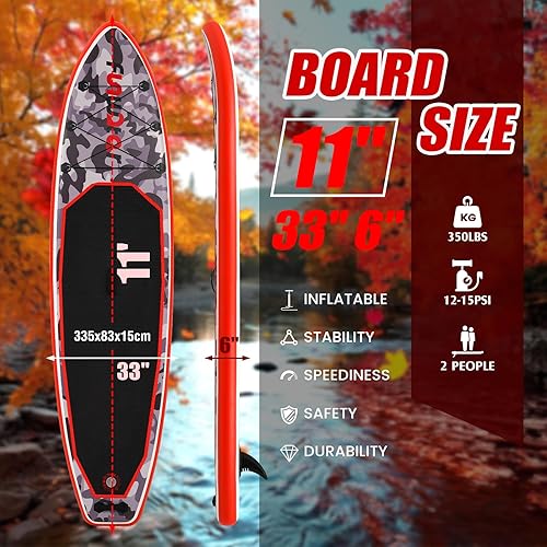 Vista 77 de FunWater Inflatable Stand Up Paddle Board with Premium SUP Paddleboard Accessories, Anti-Slip EVA Deck, 11'/10'6'' Paddle Boards for Adults & Youth