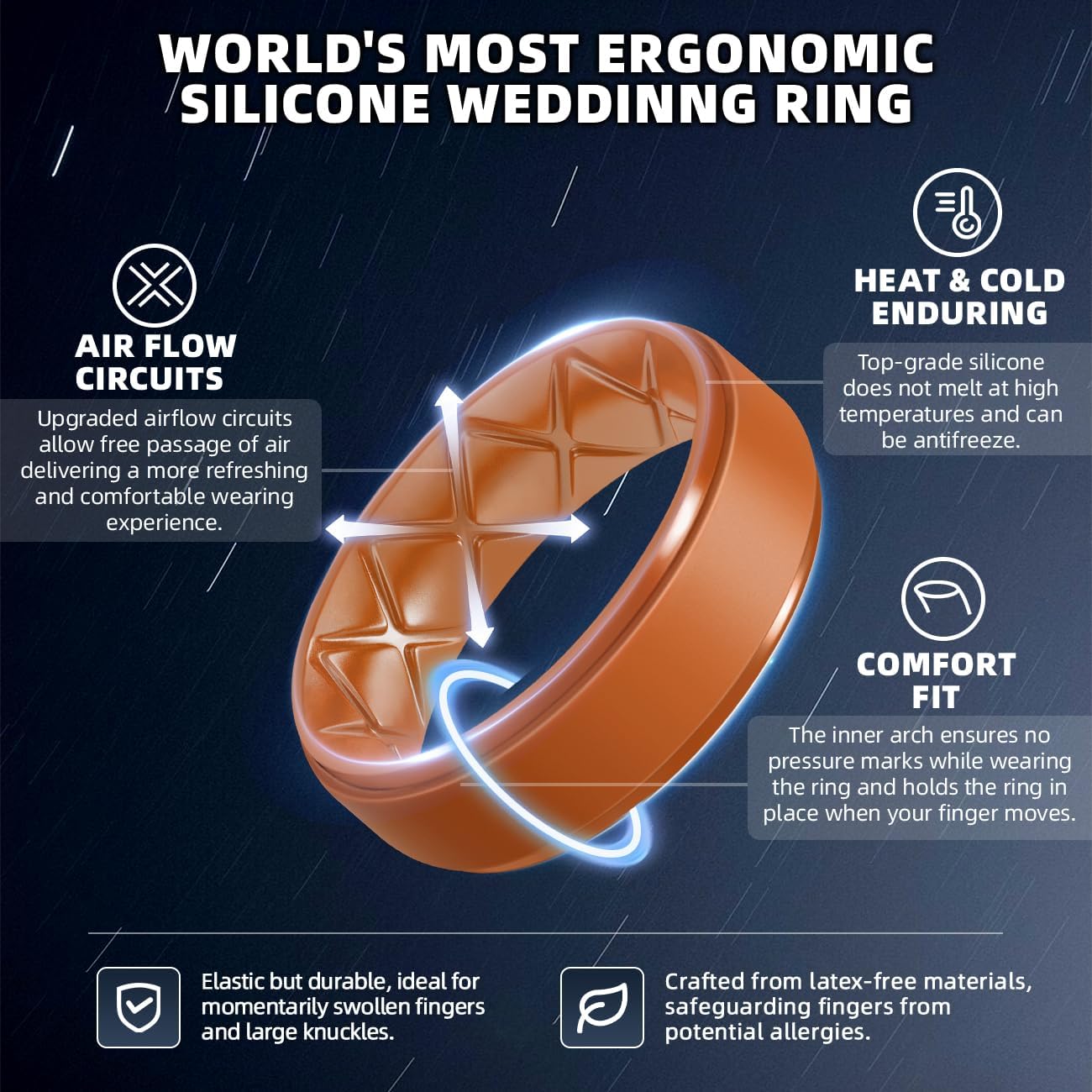 Egnaro Men's Silicone Wedding Rings, 8.5mm Wide 2mm Thick, 1 to 7 Multipack image 2