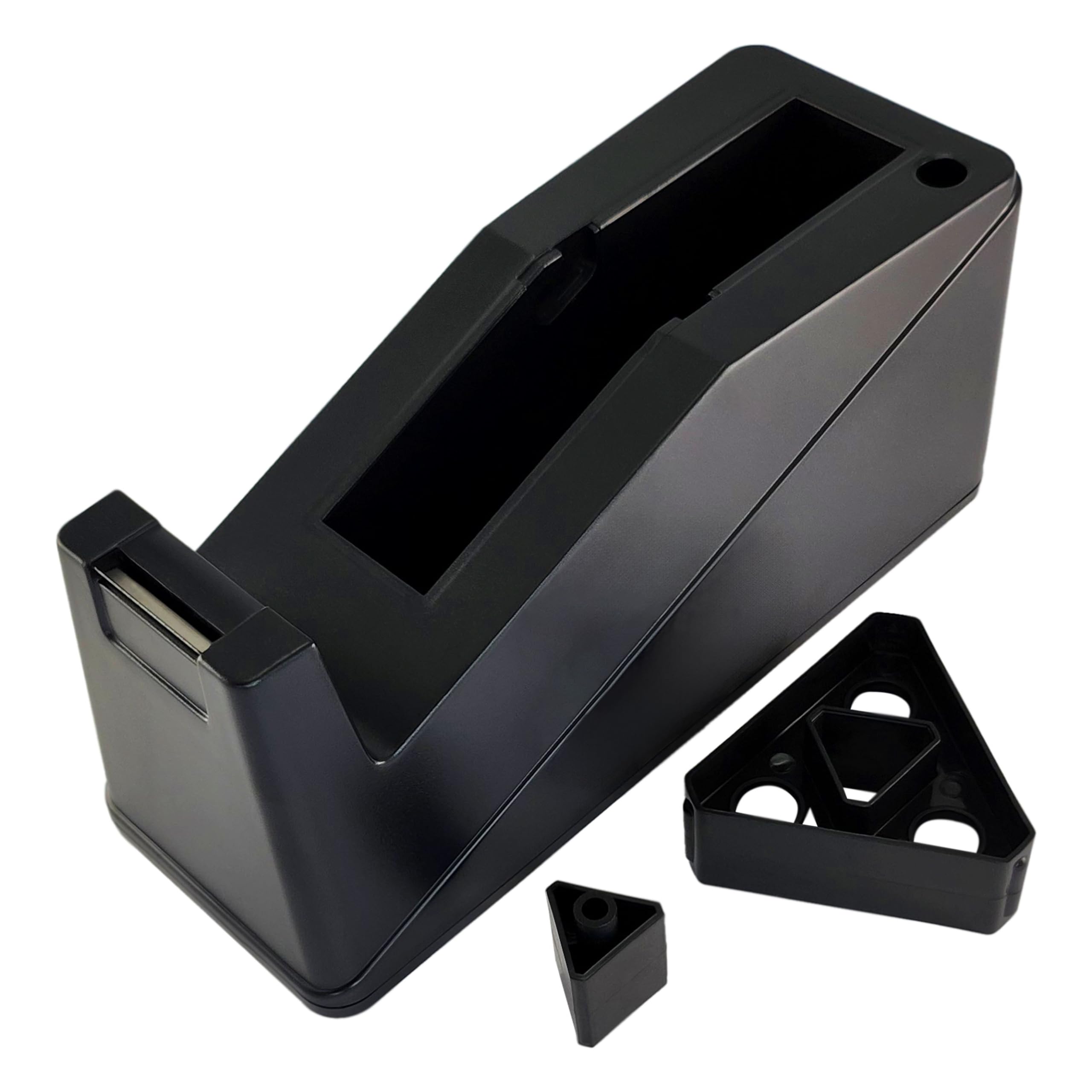 KLEBESHOP24 Tischabroller schwarz, mit 8 Rollen je 19 mm x 66 m | Beschwertes Gehäuse mit Anti-Rutsch-Pads, für 1-Zoll- und 3-Zoll-Kern