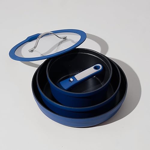 Miniatura 5 de CAROTE Juego de 21 ollas y sartenes antiadherentes, antiadherentes, aptas para lavavajillas, hornonevera, ollas y sartenes con mango extraíble,