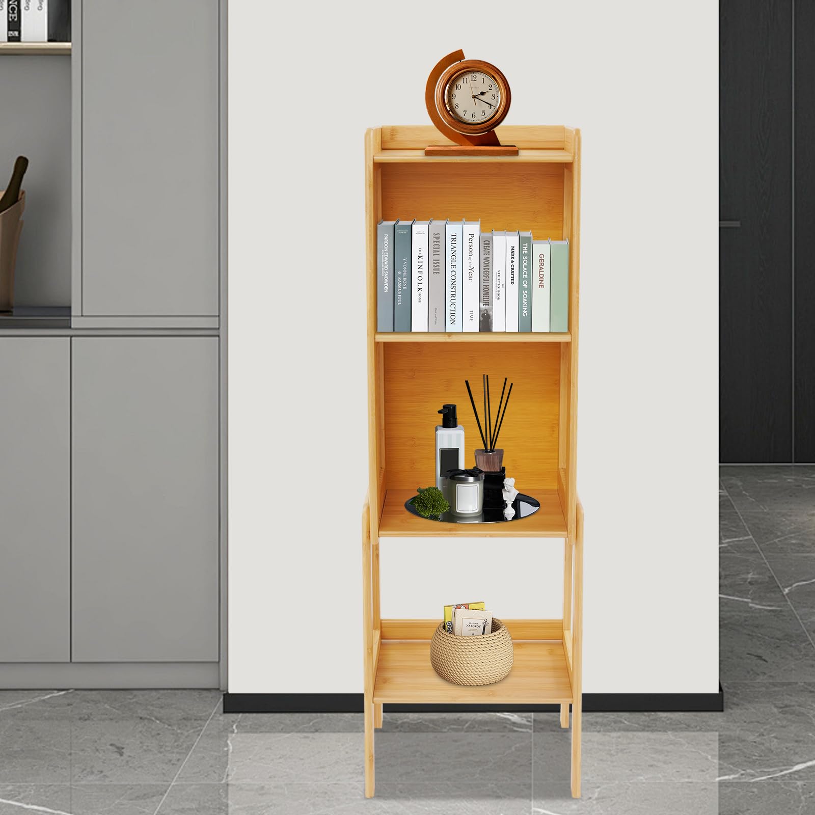 Étagère sur pied à 4 niveaux - Meuble de rangement pour salon