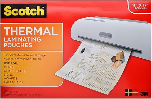 Scotch Bolsas de laminación térmica, 11.45 x 17.48 pulgadas, 25 bolsas (TP3856-25) (5)