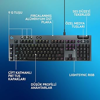 Logitech G915 X Tactile Wired Low Profile RGB Illuminated Mechanical English Q Gaming Keyboard for PC/Mac, Black