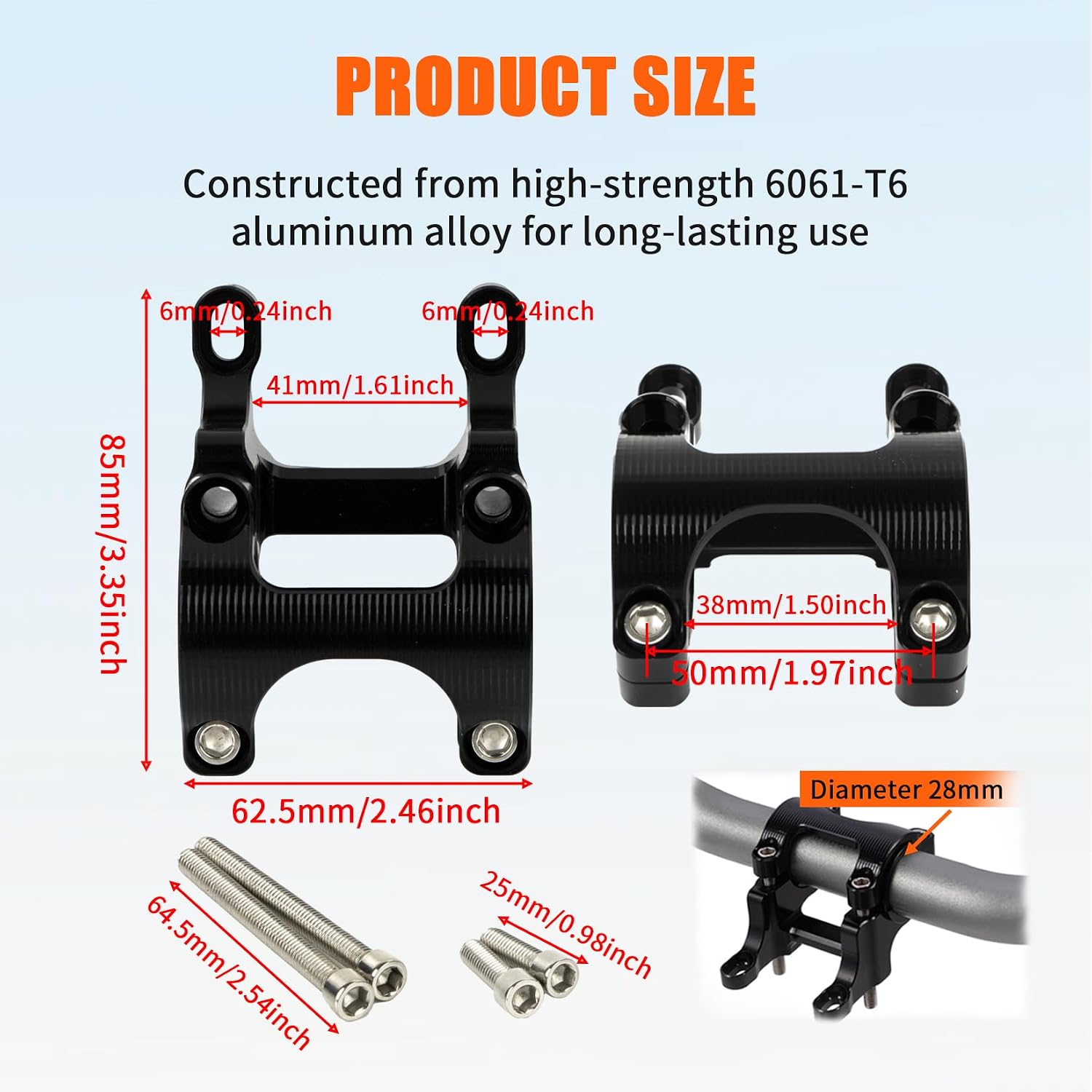PSLER 28mm Direct Mount Stem Handlebar Clamp for Light Bee X/S Segway X160 X260, CNC 6061 Aluminum Handlebar Clamp Riser, Electric Dirt Bike Ergonomic Upgrades, Black