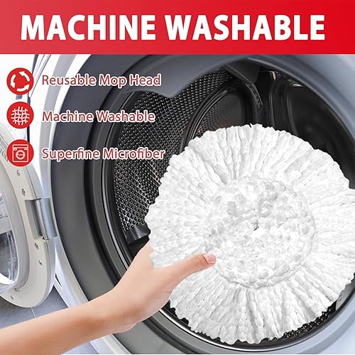 Miniatura 5 de Repuesto de cabezal de trapeador giratorio cabezal de repuesto compatible con EasyWrin, 2 repuestos de mopa giratoria de microfibra, cabezal de