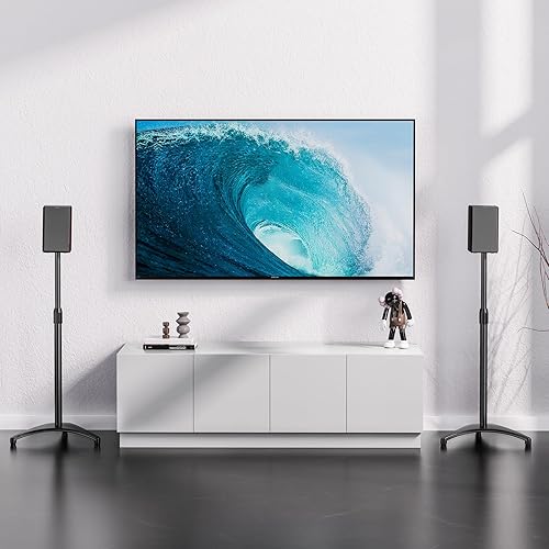 Miniatura 2 de PERLESMITH Soportes de altavoz de altura ajustable de 30 a 44 pulgadas con gestión de cables sostiene altavoces satélite y altavoces pequeños de